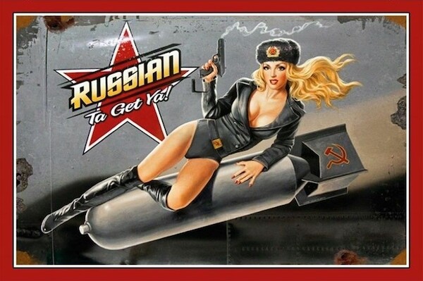 Russian Nose Art pin up Ta get ya! metal poster metal sign CC0856-M